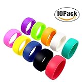 ThreeBulls 10 Pack Wedding Band Pack for Men Women Flexible Comfort Sport Love Ring Silicone Wedding Ring- Birthday or Anniversary Black red blue yellow pink sky blue white orange green purple