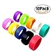 ThreeBulls 10 Pack Wedding Band Pack for Men Women Flexible Comfort Sport Love Ring Silicone Wedding Ring- Birthday or Anniversary Black red blue yellow pink sky blue white orange green purple