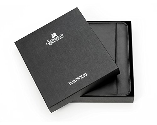 Professional Business Padfolio Portfolio Briefcase Style Organizer Folder Notepad and 4 Ring Binder - Black Synthetic Leather - Thumbnail 2