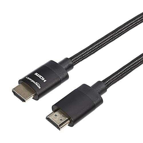 Cable HDMI trenzado con certificación premium de Amazon Basics - Admite Ethernet, 3D, 4K HDR y ARC (4K @ 60Hz, 18Gbps) - 10 pies