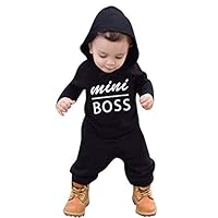 Toddler Baby Hooded Jumpsuit Winter,Leegor Sale Infant Kids Letter Boys Girls Clothes Romper Outfits