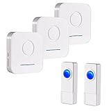 BITIWEND Wireless Doorbell Kit, Bitiwend 1000-feet Range, 52 Chimes Optional, 4 Level Volume, LED Indicator, 3 Receivers & 2 Push Button Transmitter Waterproof Doorbells