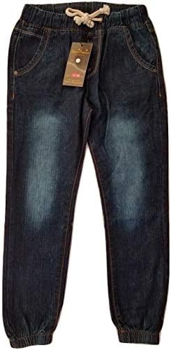 SkyHi Fashion Kids Pull-On Organic Cotton Denim Stretch Waist Daily Wear Winter Jogger