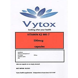 Vitamin K2 MK-7 (500mcg) 365 Capsules, 12 Months Supply by vytox, Vegetarian