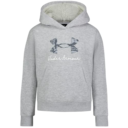 Under Armour Girls' Pullover Fleece Sweatshirt, Outdoor Collection, Mod Gray Logo, Small at Amazon