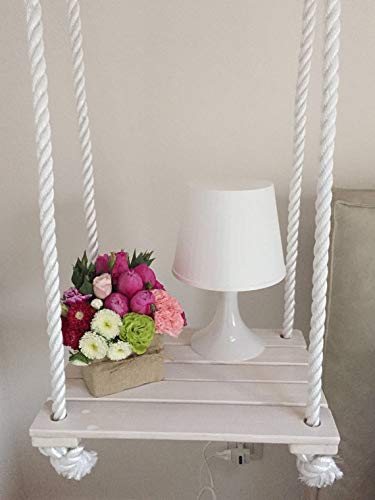 AD Planet High Quality Wooden Bedside Swing Shelf for Home & Garden (White, 18 x 11 inches)