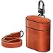 UTOPER AirPods Case Genuine Leather Case for Airpods 2 Cover Portable Stand Case for Apple AirPods 1 & New Airpods 2 Protective Shockproof Case with Buckle and Lanyard (Brown)