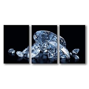 3 Piece Canvas Wall Art for Living Room Bedroom Home Artwork Shiny Diamond Gemstone Paintings Ready to Hang - 16"x24" x 3 Panels