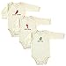 Touched by Nature Unisex Baby Organic Cotton Bodysuits, Olive Shrimp Pepper, 3-6 Months