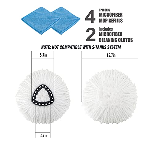 4 Pack Mop Replacement Heads Microfiber Spin Mop Refills Replace Head
