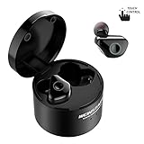Touch Control True Wireless Earbuds, Volume Control with Active Siri for iPhone Samsung, Bluetooth Earbuds V4.2 with Metal Charging Box, Waterproof Noise Canceling In Ear buds w/ Mic, Change Songs
