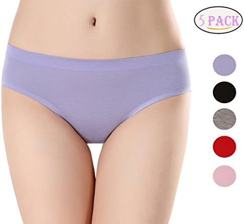 lingirl Women’s Invisible Soft Underwear Middle-Waisted Sexy Cotton Healthy Panties Pack of 5 7