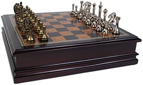 Metal Chess Set With Deluxe Wood Board and Storage - 2.5 King by Classic Game Collection