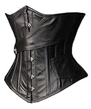 Camellias Leather Steel Boned Waist Training Corset Underbust Waist Shaper