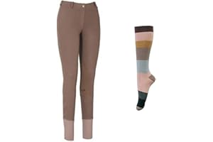 TuffRider Women Starter Lowrise Pull On Breeches with Free Assorted Striped Socks