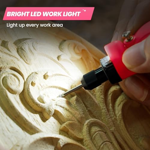 HARDELL Mini Cordless Rotary Tool, 5-Speed 3.7V rechargeable Rotary Tool Kit with 61 Accessories, USB Charging Multi-Purpose Power Tool for Sanding, Polishing, Drilling, Etching, Engraving, DIY Crafts | USB-C Rechargeable, LED Light, 5000-18000RPM, Lightweight Pen Grip, for Sanding, Polishing, Drilling, Engraving, 3D Print DIY