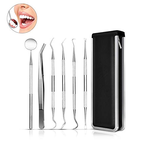 New-look Dental Tools Kit, 6 Pcs/Set Stainless Steel Hygiene Explorer Probe Hook Pick Scaler Mirror Tweezer Teeth Clean Kit with Case, for Teeth with Mouth Mirror Teeth Cleaning Tools for Home Use - Thumbnail 3
