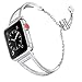 Secbolt Bling Bands Compatible with Apple Watch Band 42mm 44mm 45mm 46mm 49mm iWatch Series 10/9/Ultra/SE/8/7/6/5/4/3/2/1, Women Dressy Metal Jewelry Bracelet Stainless Steel, Silver