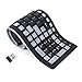 Ouleevii 2.4G Wireless Keyboard Waterproof Folding Silicone107-Key Mute Gaming Keyboard with USB Receiver for Notebook Desktop Laptops PC