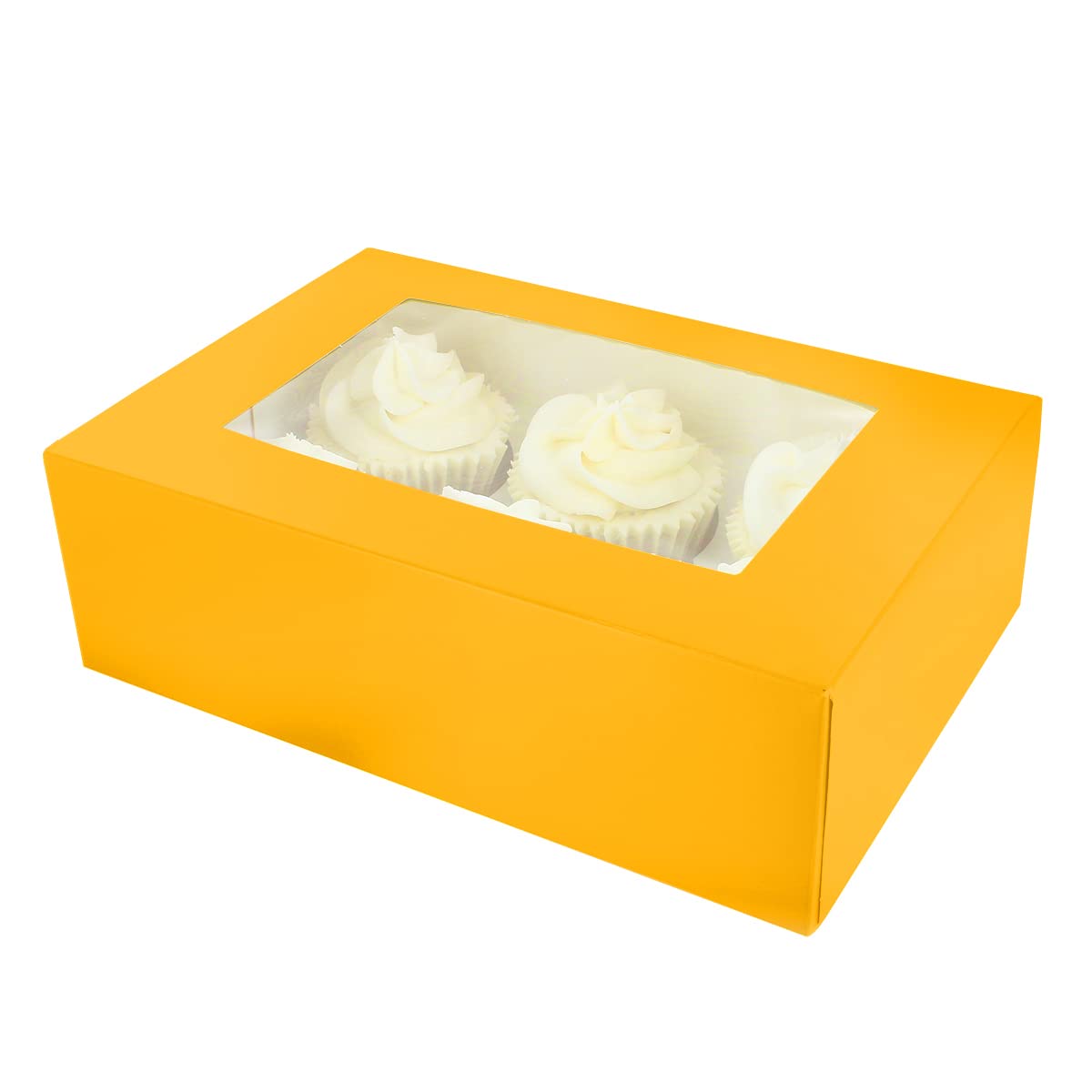 CULPITT 6/12 Cupcake Box, 20 Pack, Cupcake Boxes to Carry Tasty Treats, Includes Dual Insert for 6 Standard Cupcakes or 12 Mini Cupcakes- Brights-Sunflower