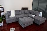 Merax Sofa 3-Piece Sectional Sofa with Chaise and Ottoman,Gray