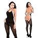 Vovotrade Women Leopard Hanging Neck Bodystockings Perspective Underwear Lingerie (Black)
