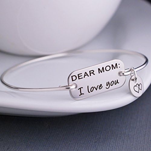 Dear Mom I Love You Bracelet Sterling Silver Christmas Gift for Mom