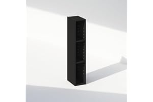 Furinno Reed 3-Tier Closet Organizers and Storage, Closet Organizer, Open Shelf Closet Storage, for Wardrobe, Bedroom, Living Room, 6-Inch Width, Blackwood