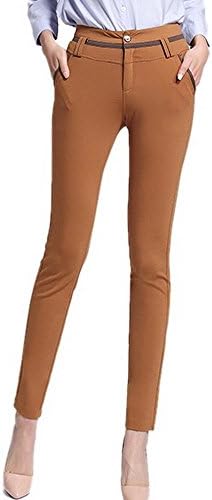 Youtobin Women's Slim Trendy Sexy High Waisted Stylish Tapered Pants 37 Yellow
