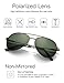 LUENX Mens Womens Sunglasses Polarized Non-Mirrored Grey Green Lens Gun Metal Frame UV400