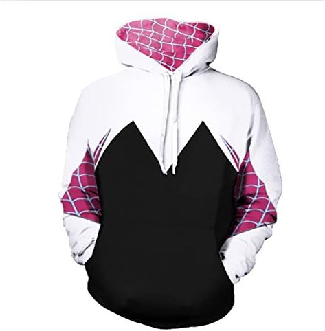 Muswanna87 Gwendolyn Maxine Stacy Gwen Stacy Spider-Gwen Printing Hooded Sweatshirt,Spiderman Cosplay Costume Sweater Coat,Spider Man Long Sleeve Jacket Hoodie Tops Printing Outfit (P,S)