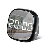 SYIHLON LED Travel Alarm Clock,Small Bedside Digital Alarm Clock with Dimmable,Battery Operated Desk Alarm Clock with Sound Control,Smart Dual Alarm Clock for Bedroom Kids' Room Office Kitchen Travel
