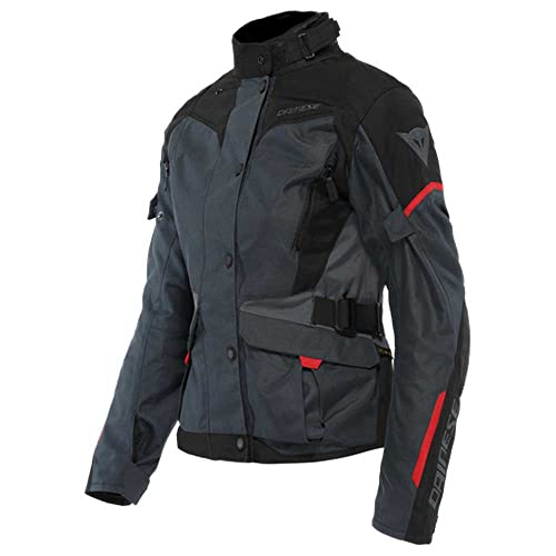 Dainese - Tempest 3 D-Dry Lady, Womens Motorcycle Touring Jacket, Waterproof Jacket, Removable Thermal Lining, Protections On Shoulders And Elbows, Ebony/Black/Red Lava, 44