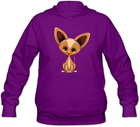 Women's Hooded Funny Chihuahua Puppy Dog Cartoon Size M Color Purple