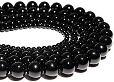 PlanetZia Smooth Round Quality Druk Glass Beads 6mm and 8mm for Jewelry Making (6mm 300pcs, Jet Black)