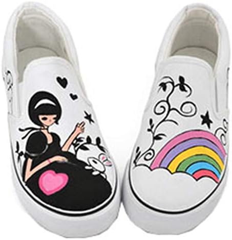 Nhequren Low Hand Painted Canvas Shoes Fashion Female Casual Shoes Girl Best Match Pattern Candy