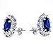 Sterling Silver Simulated Blue Sapphire with Clear Cubic Zirconia Princess Stud Earrings, 17mm