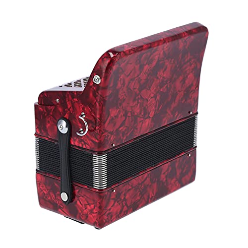Acordeón para Principiantes, 22 Teclas, 8 Bajos, Instrumento de Lengüeta de Botón Profesional para Principiantes con Bolsa de Almacenamiento (Rojo)