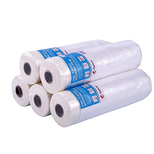 TopSoon Painters Plastic Drop Cloth Plastic Sheeting Pre-Taped Masking Film Wall Surface Protection Film 59" x 65.6' (1 Roll)