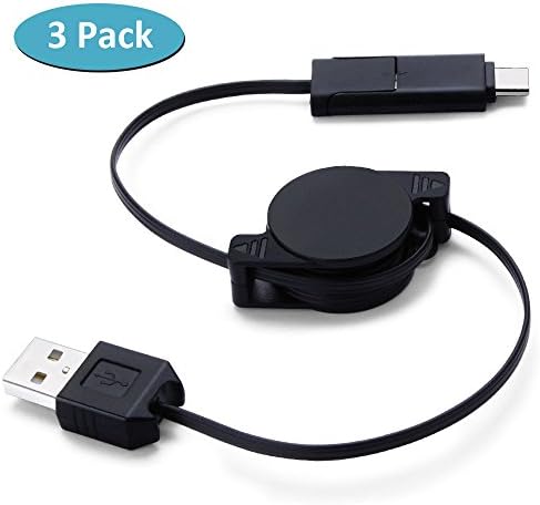 Retractable USB C Cable, Micro USB Cable, Sixsim 3 Pack Type C to Micro USB Extension Charging&amp;Data Sync Cable 2 IN 1 Retractable USB Cable for Android, Samsung, LG, Nexus 6P 5X, Google Pixel and more