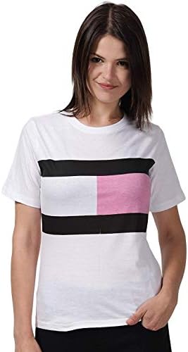 ISCO ALBA White & Yellow/Pink Cotton Short Sleeve Regular Fit Womens T-Shirt …