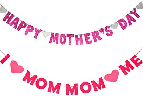 Bememo Happy Mother S Day Banner And I Love Mom Heart Bunting