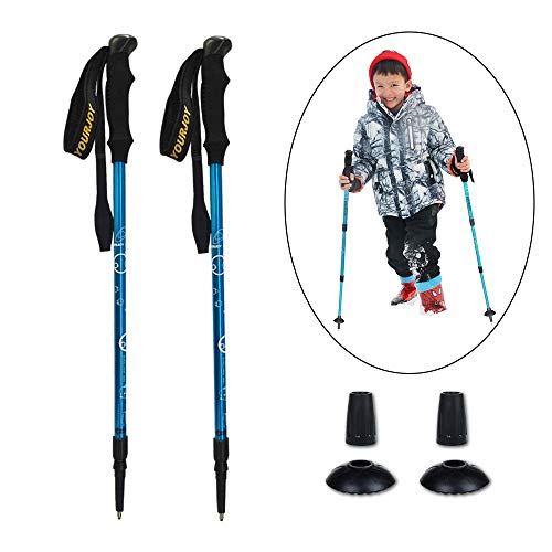 yourjoy 2 Pack Children Climbing Trail Trekking Hiking Poles Ultralight 2 Sections Aluminum Alloy with mud Basket Rubber Cap - Thumbnail 2