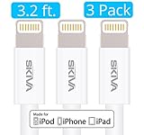 Apple MFi Certified Lightning Cables [3-Pack] - Skiva USBLink (3.2 ft / 1m) Fastest Sync and Charge 8-pin Cable for iPhone X 8 8Plus 7 6 6s Plus SE, iPad Pro Air mini, iPod touch & more [Model:CB114]