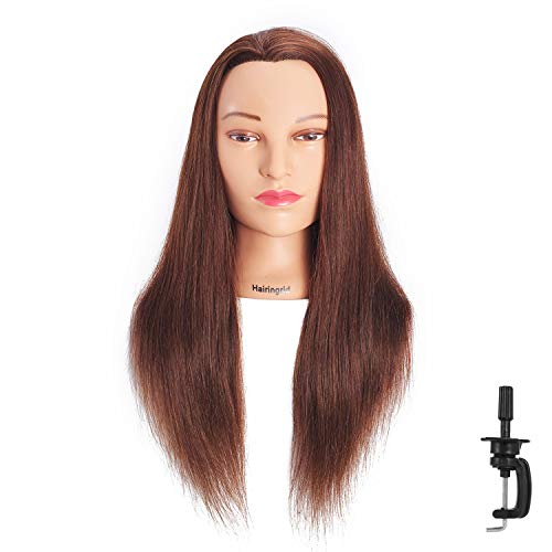 Hairingrid Mannequin Head 24"-26"100% Human Hair Hairdresser Cosmetology Mannequin Manikin Training Head Hair and Free Clamp Holder (R72091LB0418H) - Thumbnail 5