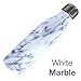 Stainless Steel Water Bottle + Bonus Cleaning Brush! Unique and Great Gift Idea for Mom, Dad, Son or Daughter (White Marble, 17 Oz)
