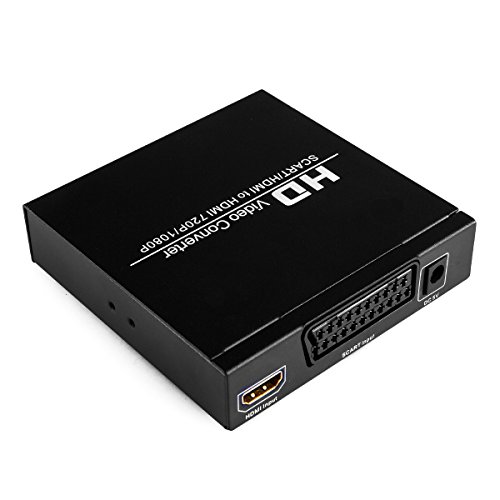 SCART + HDMI to HDMI 720P 1080P HD Video Converter Connector Adapter Upscaling 480I(NTSC)/576I(PAL) to HDMI with Power Adapter for DVD, Set-top Box, HD Player, Game Console (PS2ï¼ŒPS3ï¼ŒPSP,WII,XBOX360)