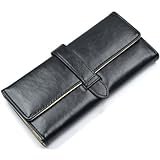 KLOUD City ® Black synthetic leather women wallet with a strap closure