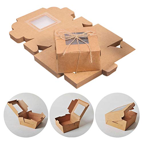 60 Pieces Cookie Boxes with 80M Gift Wrapping Rope, Bakery Box with Display Window Paper Board 4 x 4 x 2.4 Inch Gift Packaging Boxes for Gift Giving, Pastries, Cookies, Small Cakes, Pie, Cupcakes - Thumbnail 4