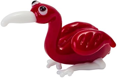 Tynies Flamingo Glass Figurine, Red, 1.9" x 1.6" x 1.2"